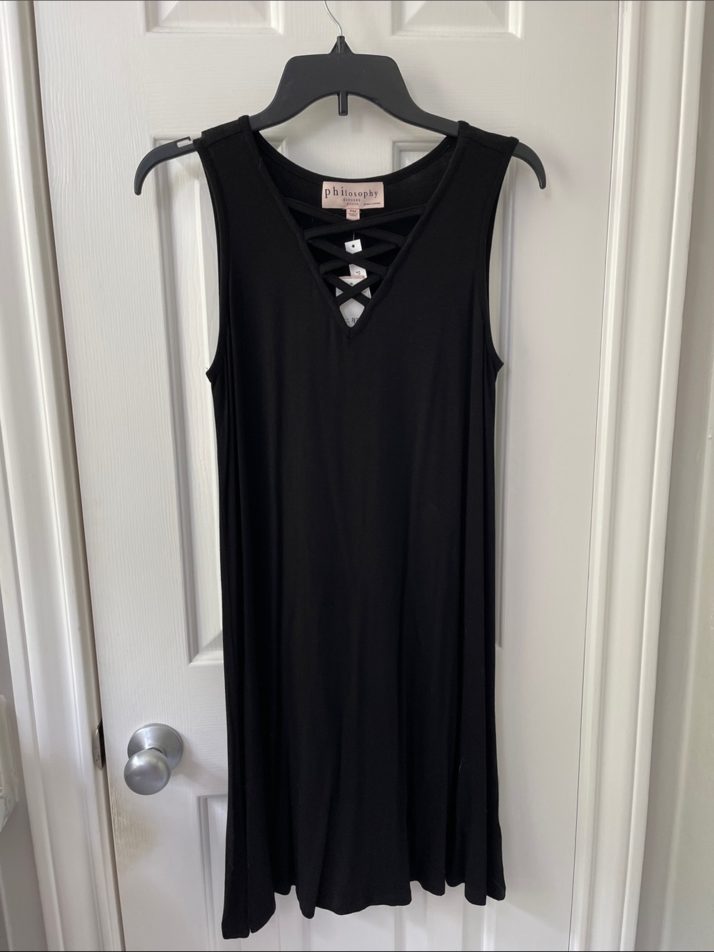 Philosophy Black Sleeveless Crisscross V-Neck Dress
